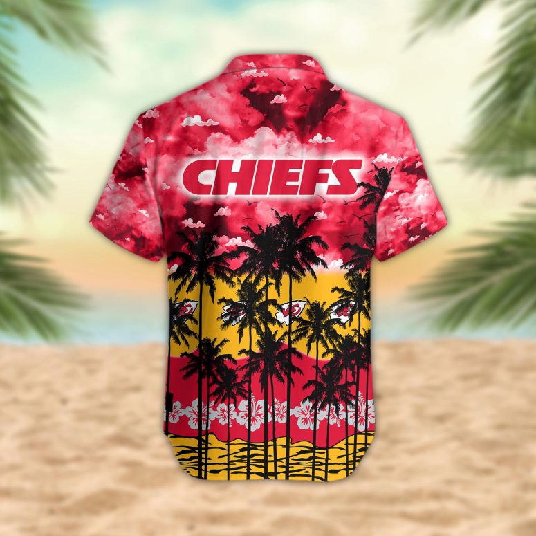 Kansas City Chiefs Palm Trees Sunset Hawaiian Shirt