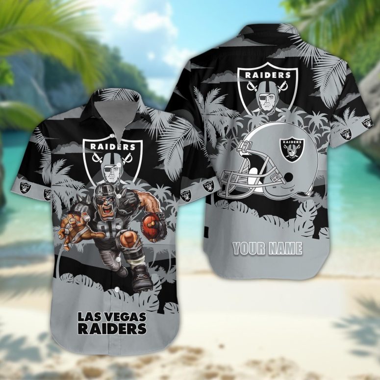 Las Vegas Raiders Personalized Gridiron Warrior Hawaiian Shirt