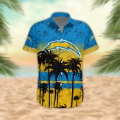 Los Angeles Chargers Desert Sunset Hawaiian Shirt Front - TeeAloha
