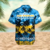 Los Angeles Chargers Palm Trees Sunset Hawaiian Shirt Back - TeeAloha