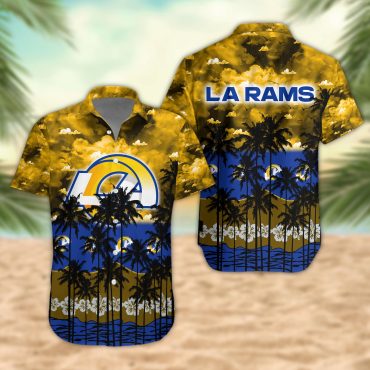 Los Angeles Rams Palm Trees Sunset Hawaiian Shirt