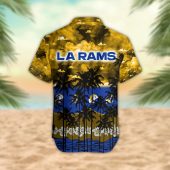 Los Angeles Rams Palm Trees Sunset Hawaiian Shirt Back - TeeAloha