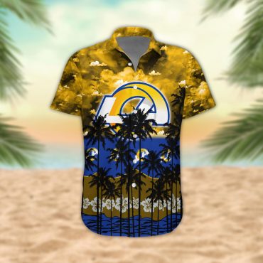 Los Angeles Rams Palm Trees Sunset Hawaiian Shirt