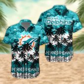 Miami Dolphins Palm Trees Sunset Hawaiian Shirt - TeeAloha