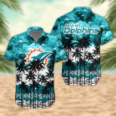 Miami Dolphins Palm Trees Sunset Hawaiian Shirt