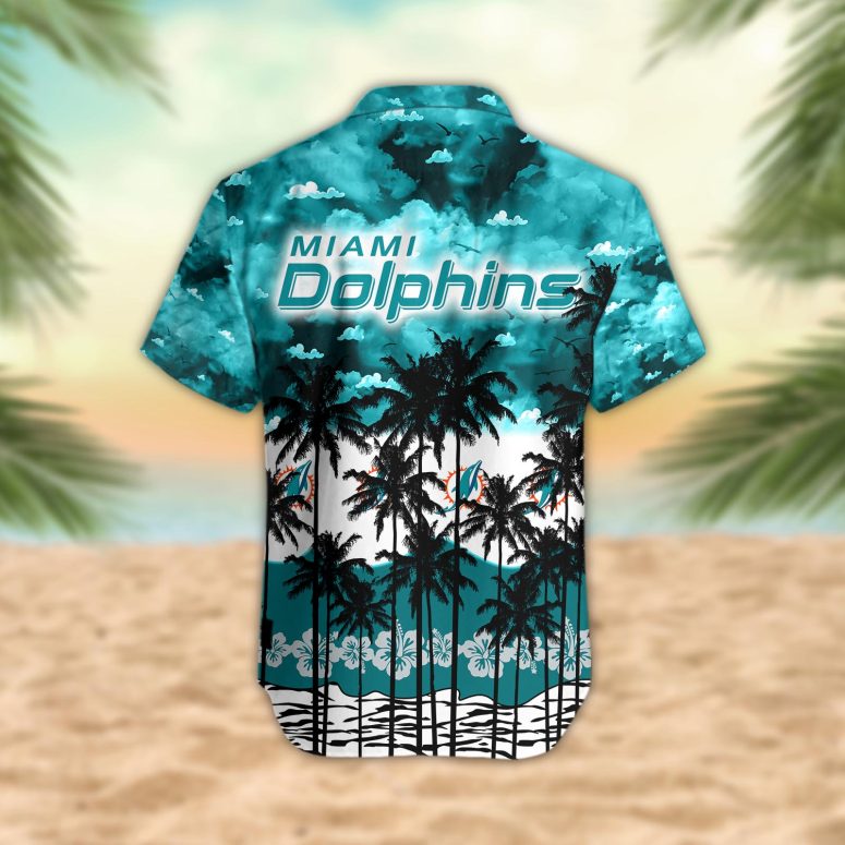 Miami Dolphins Palm Trees Sunset Hawaiian Shirt
