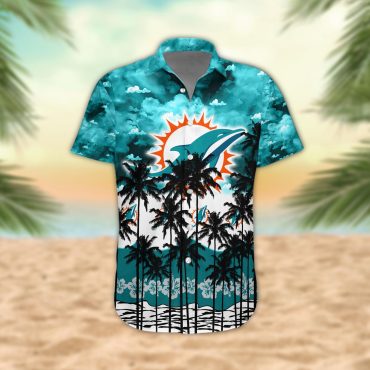 Miami Dolphins Palm Trees Sunset Hawaiian Shirt