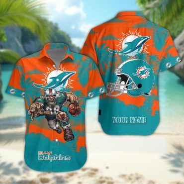 Miami Dolphins Personalized Gridiron Warrior Hawaiian Shirt
