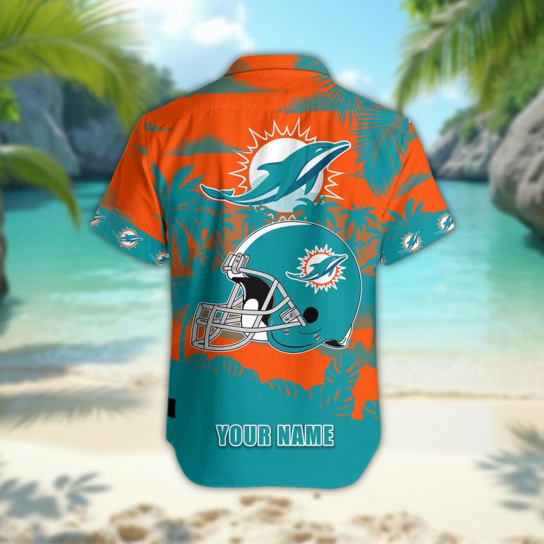 Miami Dolphins Personalized Gridiron Warrior Hawaiian Shirt