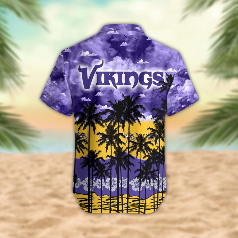 Minnesota Vikings Palm Trees Sunset Hawaiian Shirt