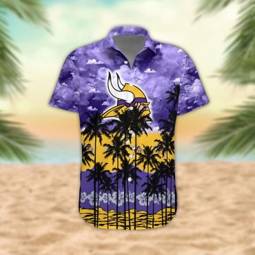 Minnesota Vikings Palm Trees Sunset Hawaiian Shirt