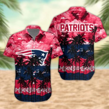 New England Patriots Palm Trees Sunset Hawaiian Shirt