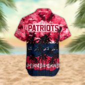 New England Patriots Palm Trees Sunset Hawaiian Shirt Back - TeeAloha