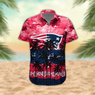 New England Patriots Palm Trees Sunset Hawaiian Shirt