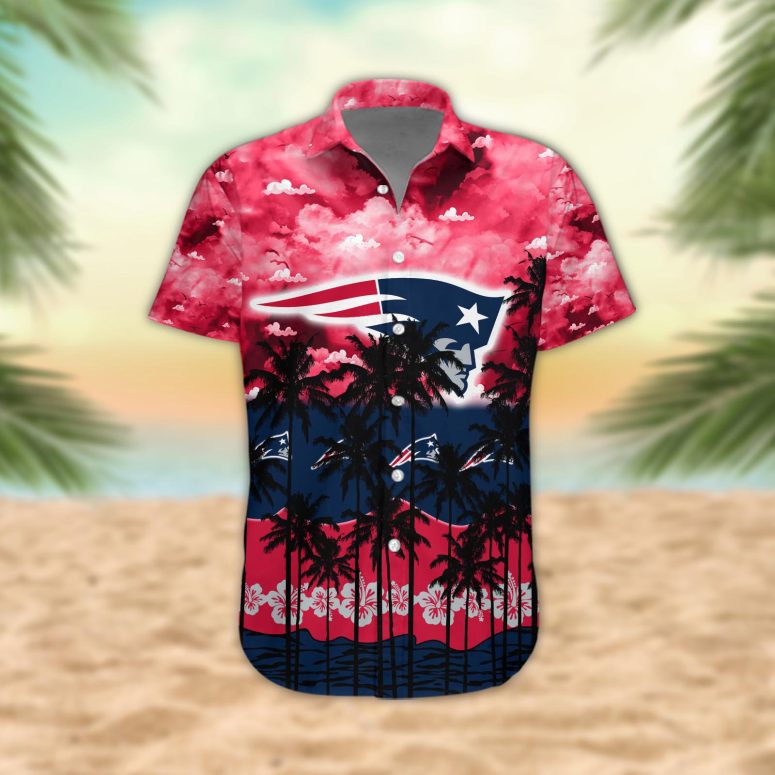 New England Patriots Palm Trees Sunset Hawaiian Shirt