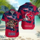 New England Patriots Personalized Gridiron Warrior Hawaiian Shirt - TeeAloha