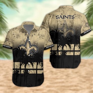 New Orleans Saints Palm Trees Sunset Hawaiian Shirt