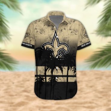 New Orleans Saints Palm Trees Sunset Hawaiian Shirt