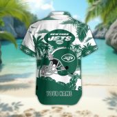 New York Jets Personalized Gridiron Warrior Hawaiian Shirt Back - TeeAloha