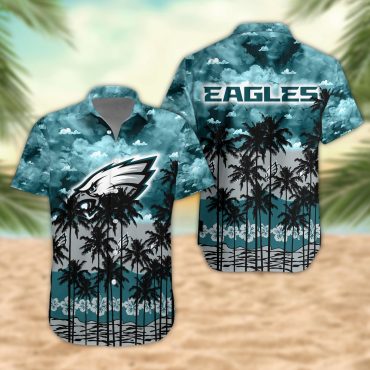 Philadelphia Eagles Palm Trees Sunset Hawaiian Shirt