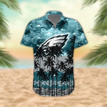 Philadelphia Eagles Palm Trees Sunset Hawaiian Shirt