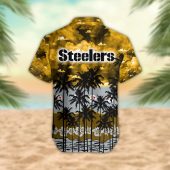 Pittsburgh Steelers Palm Trees Sunset Hawaiian Shirt Back - TeeAloha
