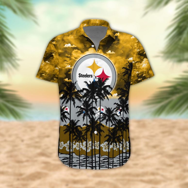 Pittsburgh Steelers Palm Trees Sunset Hawaiian Shirt