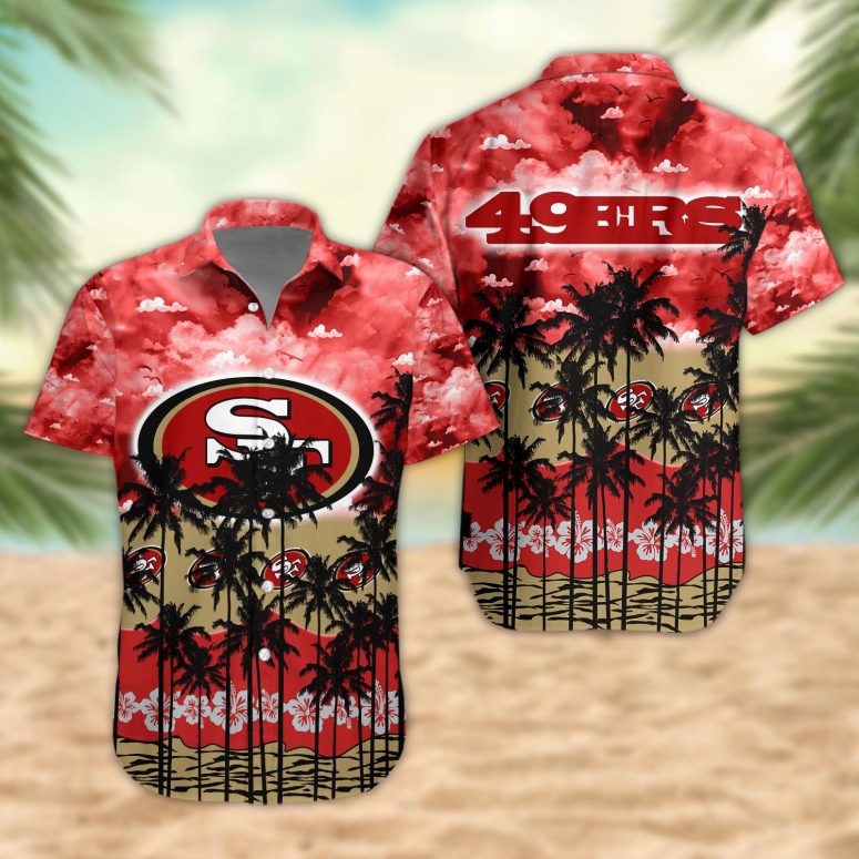 San Francisco 49ers Palm Trees Sunset Hawaiian Shirt