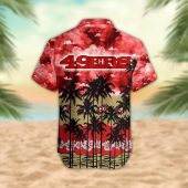 San Francisco 49ers Palm Trees Sunset Hawaiian Shirt Back - TeeAloha