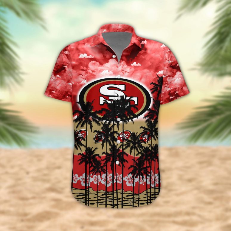 San Francisco 49ers Palm Trees Sunset Hawaiian Shirt