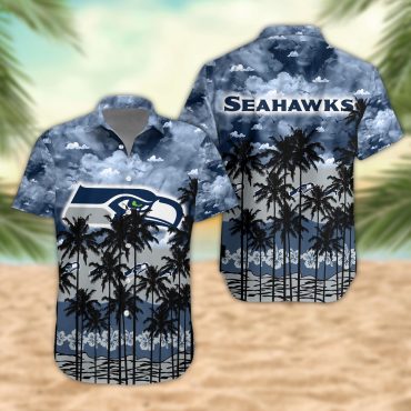 Seattle Seahawks Palm Trees Sunset Hawaiian Shirt