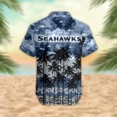 Seattle Seahawks Palm Trees Sunset Hawaiian Shirt Back - TeeAloha