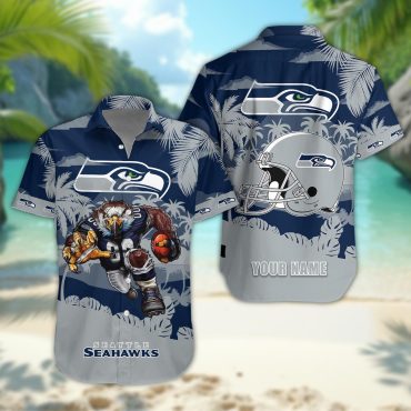 Seattle Seahawks Personalized Gridiron Warrior Hawaiian Shirt