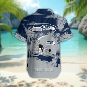 Seattle Seahawks Personalized Gridiron Warrior Hawaiian Shirt Back - TeeAloha