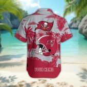 Tampa Bay Buccaneers Personalized Gridiron Warrior Hawaiian Shirt Back - TeeAloha