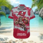 Tampa Bay Buccaneers Personalized Gridiron Warrior Hawaiian Shirt Front - TeeAloha