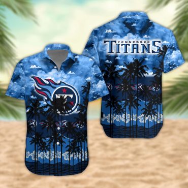 Tennessee Titans Palm Trees Sunset Hawaiian Shirt