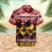 Washington Commanders Palm Trees Sunset Hawaiian Shirt Back - TeeAloha