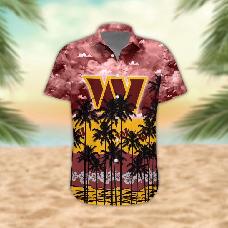 Washington Commanders Palm Trees Sunset Hawaiian Shirt