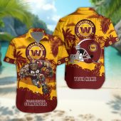 Washington Commanders Personalized Gridiron Warrior Hawaiian Shirt - TeeAloha