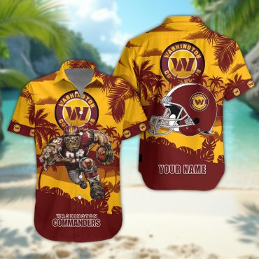 Washington Commanders Personalized Gridiron Warrior Hawaiian Shirt