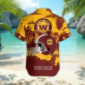 Washington Commanders Personalized Gridiron Warrior Hawaiian Shirt Back - TeeAloha